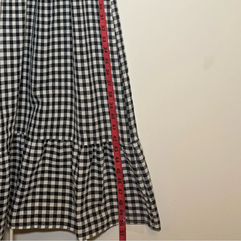 Black and White Gingham Smocked Sundress with Puff Sleeves - Size Medium - Picture 14 of 15